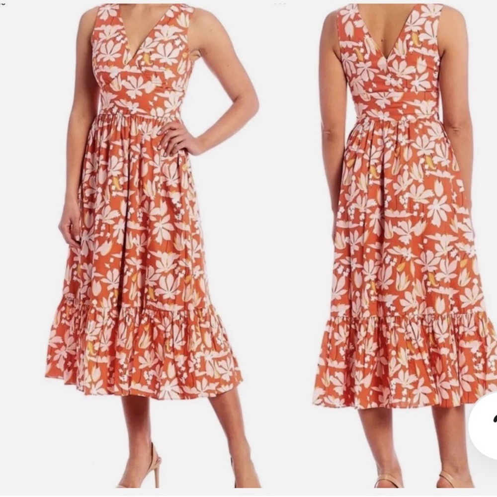 Sachin + Babi Orange Floral Midi Dress